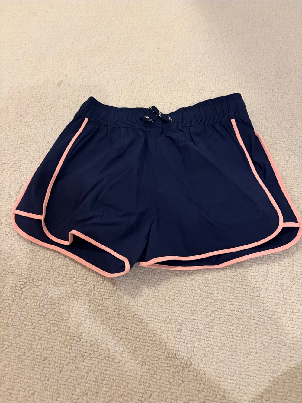 Crewcuts Navy Athletic Shorts with Pink Trim